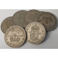 GREAT BRITAIN UK ENGLAND 1948-1961 . SHILLING . LOT OF 7 COINS